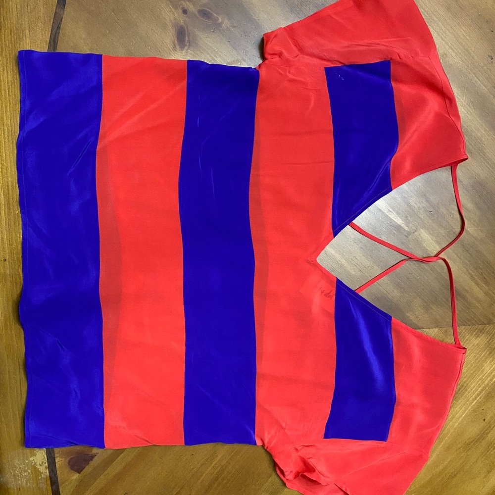 Red and Blue Striped Top
